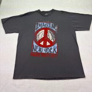 John Lennon Imagine Peace Tour 1972 Retro Graphic T-Shirt Gray Mens Size 2XL XXL